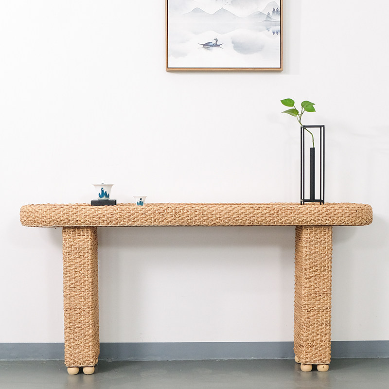 Genguan Table Nordic solid wood minimalist modern New Chinese style Case Dining side table leaning against wall strip table frame for table Xuanguan