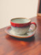 Vintage Kiln-Fired Ink-Red Ceramic Coffee Cup with a High-End Feel, Japanese-Style Home Use, American-Style Latte Ceramic Cup and Saucer Set
