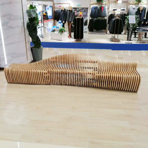 Solid wood sliced seat shopping mall public rest area stool landscape hollow anti-corrosion wood special-shaped beauty Chen rest chair