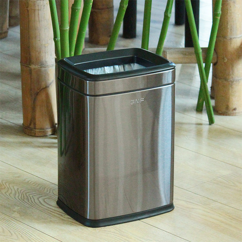 Stainless steel trash can small household living room kitchen bedroom bathroom toilet office wastebasket square without cover