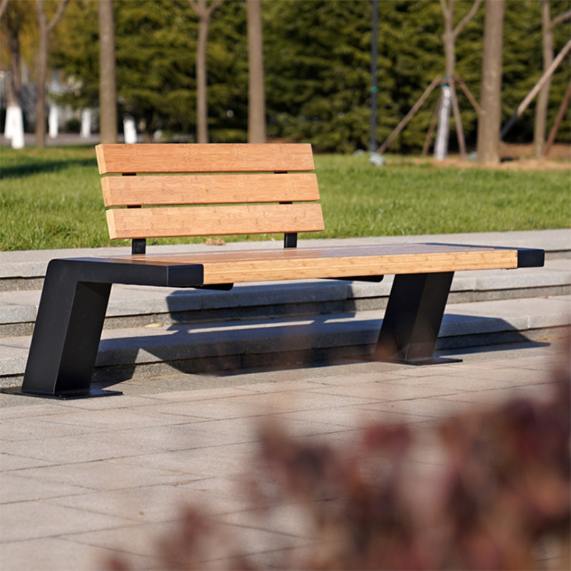 Park chair outdoor bench stainless steel outdoor street square leisure chair solid wood anti-corrosion wood bench