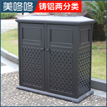 Cast aluminum two-category garbage can outdoor high-grade residential villa outdoor double barrel large commercial retro garbage bin