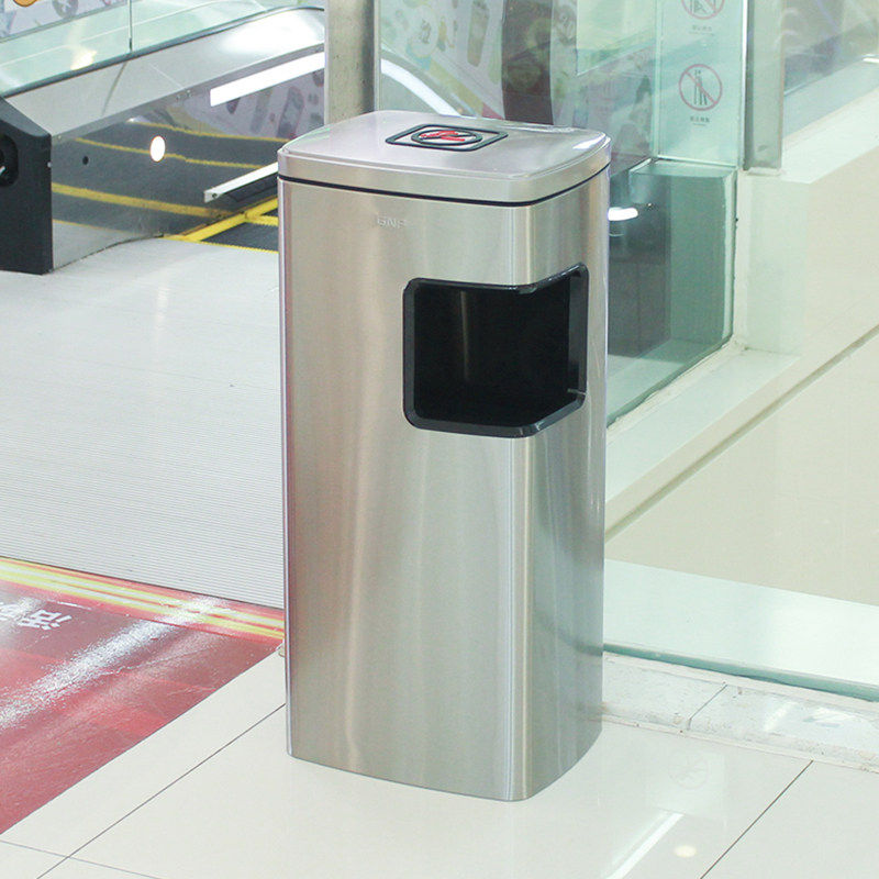 Hotel lobby elevator entrance stainless steel trash can vertical commercial creative shopping mall hall special-shaped classification peel box