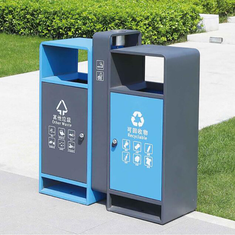 Outdoor two-category trash can stainless steel outdoor community street park square commercial large sanitation peel box