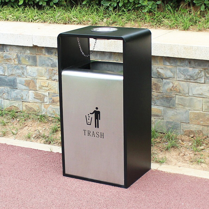 Stainless steel trash can outdoor with ashtray peel box outdoor public large-capacity sales department square creative
