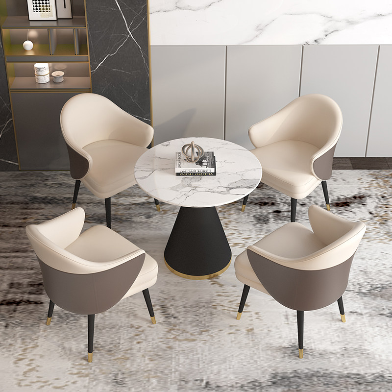 Nordic business negotiation table and chairs reception reception leisure slate small round table sample house display center light luxury table and four chairs combination