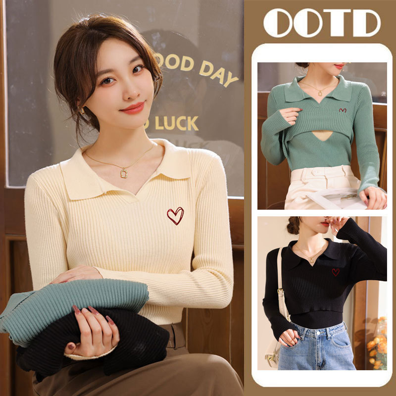 Nursing Sweater for Autumn and Winter, Thickened with a Turn-Down Collar, Long-Sleeved Knit Top, Trendy Style for Moms, Suitable for Going Out, Postpartum, and as a Base Layer for Breastfeeding