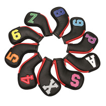 New golf Rod sleeve club cap protective cover waterproof Pu Rod head cover 10 sets zipper closure