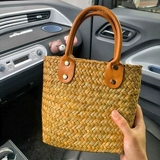 Соломенная ретро плетеная универсальная вместительная и большая сумка через плечо