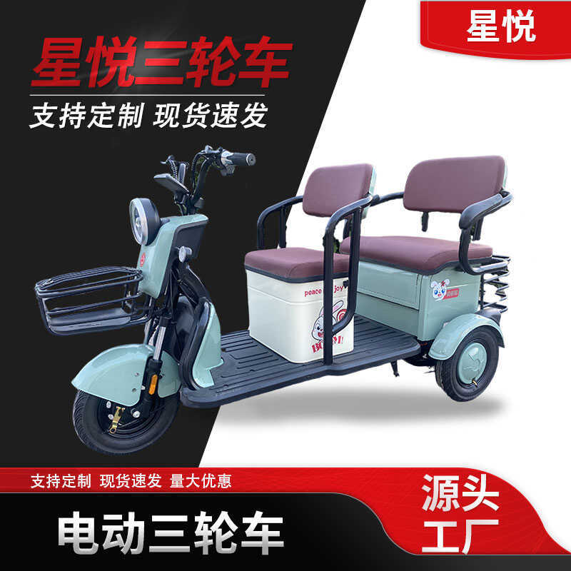 Electric Tricycle for Home Use, Small Dual-Purpose Passenger and Cargo Tricycle, Elderly Mobility Scooter, Child Transport Tricycle, Leisure Tricycle