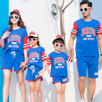 A family of three or four parent-child clothing 2021 summer short sleeve T-shirt sports suit basketball uniform childrens clothing mother and daughter