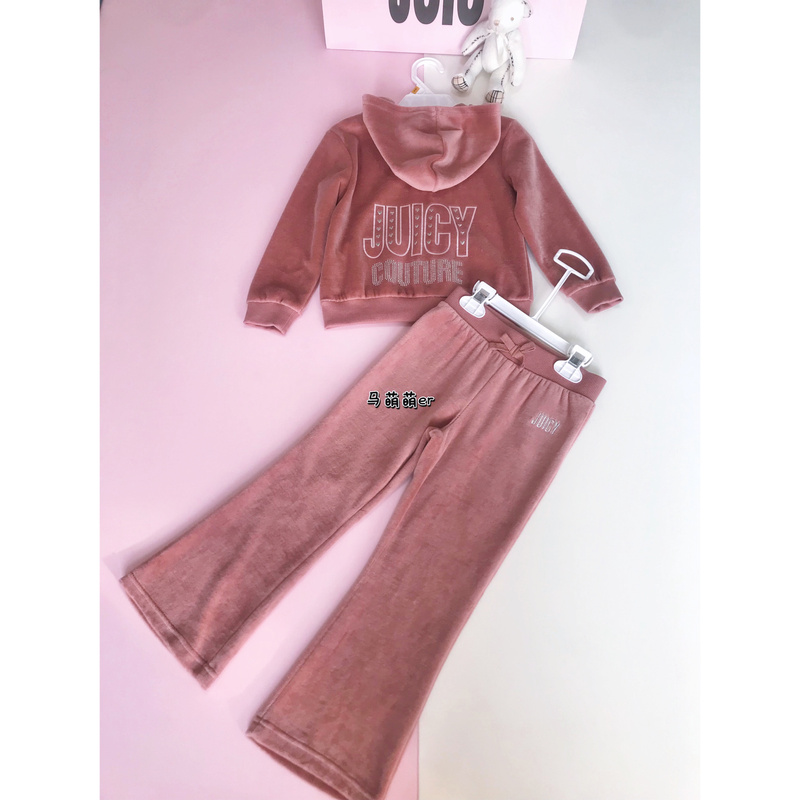 100-150 Size Early Autumn Girls' Classic Milk Coffee Color Velvet Hooded Jacket Casual Flared Pants 2-Piece Set 100-150 Size Early Autumn Girls' Classic Milk Coffee Color Velvet Hooded Jacket Casual Flared Pants 2-Piece Set