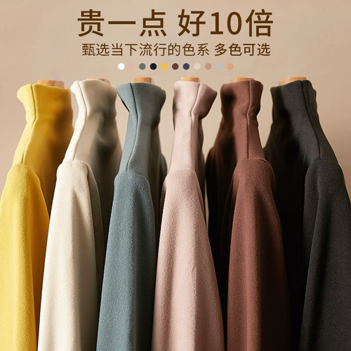 Приятный телу демисезонный бархатный черный утепленный лонгслив, высокий воротник, в западном стиле