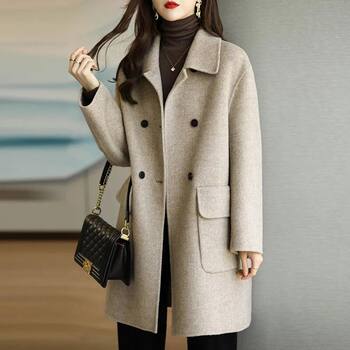 Cotton woolen coat women's 2025 autumn and winter new thick korean style slim fit mid-length woolen coat