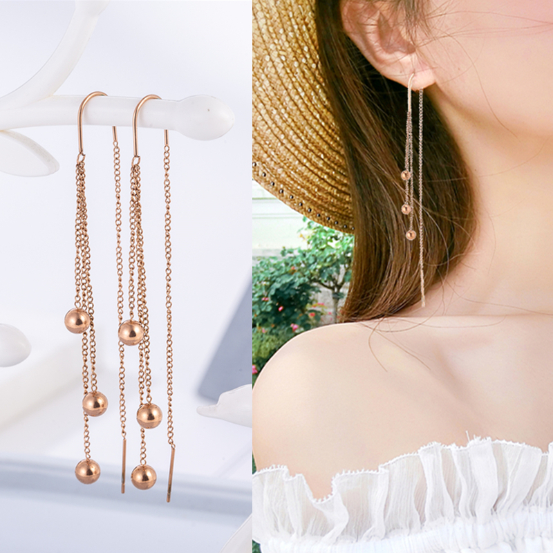 Conspicuous earline female temperament South Korea long Earrings Earrings Transshipment Pearl Flow Suear Pendant Atmospheric Ear Chain 2020 New-Taobao