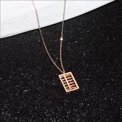 Titanium Steel Necklace Women do not fade Rose Gold Abacus Pendant Korean Titanium Steel Net Red Douyin Same Temperament choker