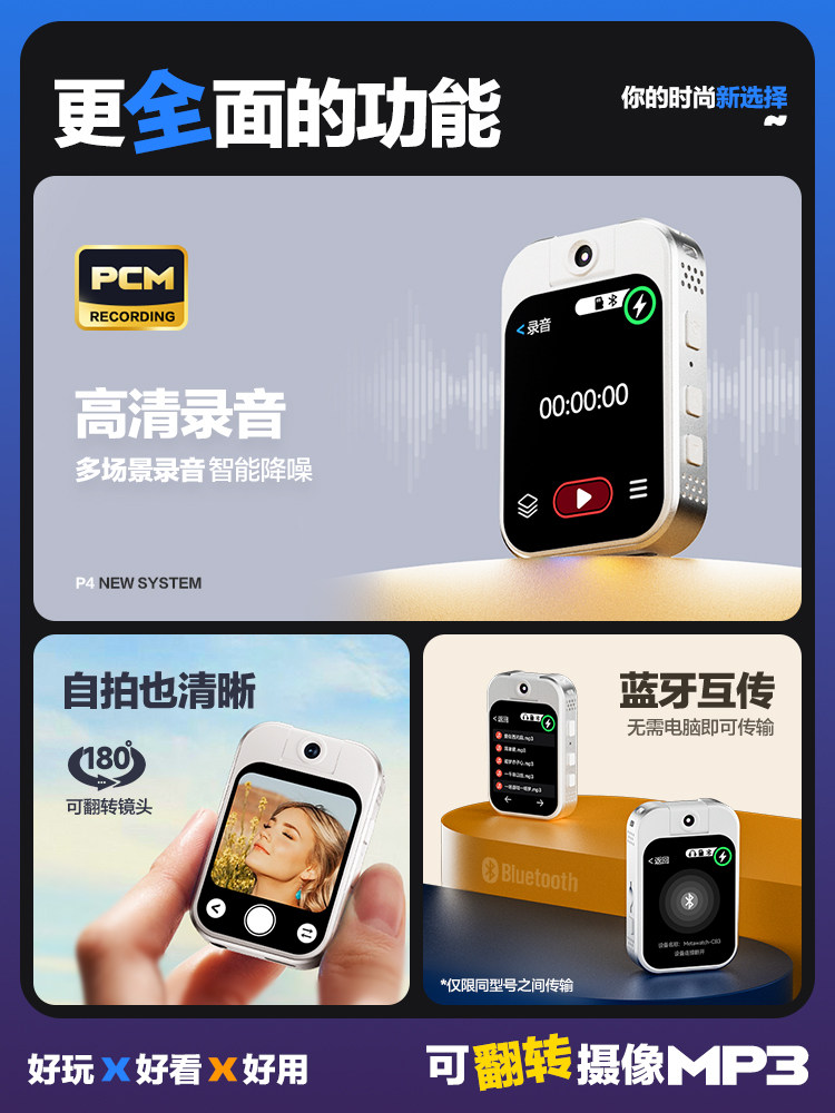 Bluetooth Mp3/Mp4 Player Student Version, Mp5 Player Specifically for High School Students, Sports Camera with Photo-Taking Function