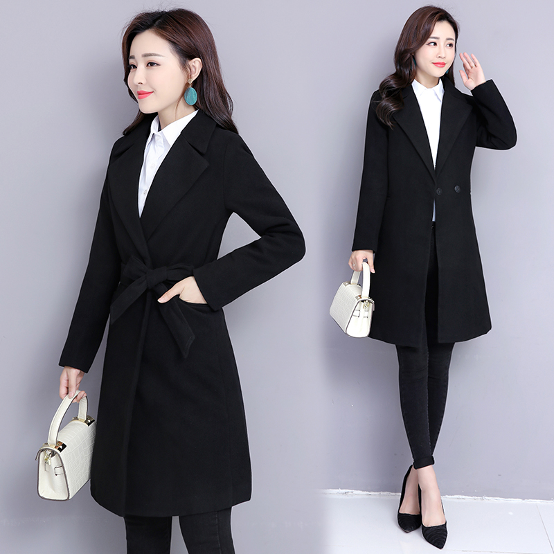Professional Son Coat in the Long version Working clothes 2022 new spring autumn and winter black plus cotton thickened wool coat