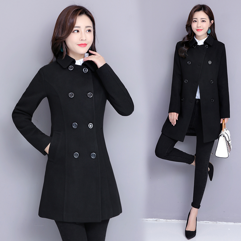 Professional Mao coat women in long - term work suit 2022 new spring and autumn winter big code thickened black clothes