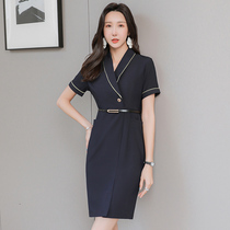 Career Tandem Dress Lady Summer 2022 New High-end Temperament Slim Fit Waistcoat Overalls Workwear Short Sleeve Dresses