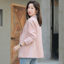 Pink Small Suit Jacket Woman Spring Autumn 2022 New Korean Version Small Sub Superior Sense Casual Western Suit Suit Blouse