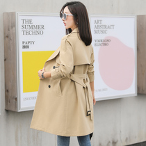 The wind coat woman 2022 new medium length spring autumn big code small sub this year pop card its color sashimi coat jacket