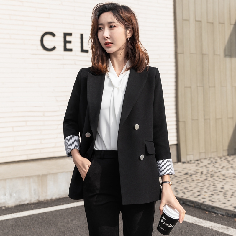 Small Suit Jacket Woman Black New 2022 Spring Autumn Career Positive Dress Suit Small Sub Superior Sense Casual Western Suit