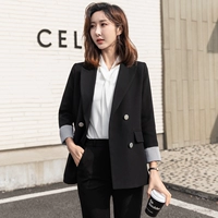 Черный осенний расширенный пиджак классического кроя для отдыха, подходит для подростков, изысканный стиль