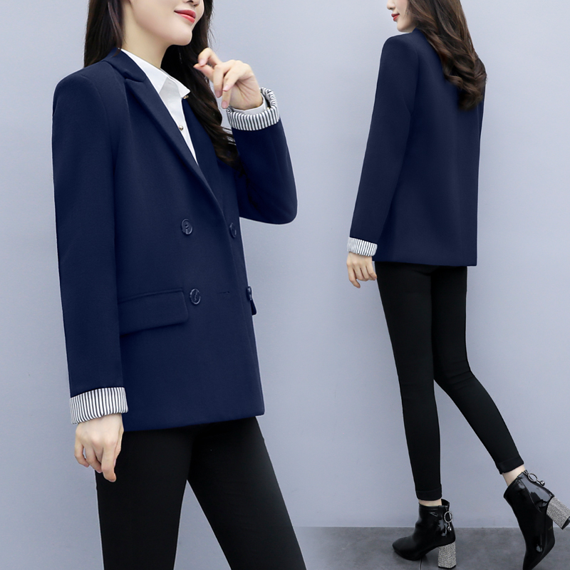 Gross coat female short section thickened with cotton Korean version Spring and autumn 2022 new small sub-temperament suit Son Coat