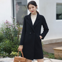 Double face cashmere big coat woman mid-length 2022 new autumn and winter high-end small sub wool professional fur coat
