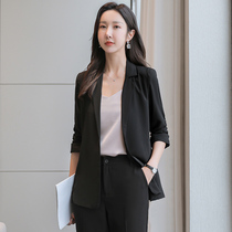 Small suit jacket female summer thin section 2022 new spring autumn 70% sleeves black small snow spinning casual Western suit