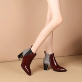 Блестки для ногтей на высоком каблуке с заостренным носом, ботинки, короткие сапоги, новая коллекция, из натуральной кожи, большой размер