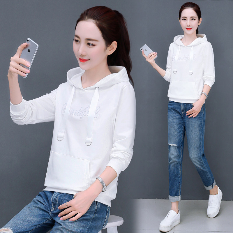 Women's sweater spring and autumn 2023 new hot style Korean version hooded casual loose thin top plus velvet thickened jacket trendy