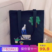 Văn học và bảo vệ môi trường hoang dã thêu túi vải túi mua sắm túi cao đẳng nữ túi tote shoulder bag