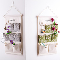 Home cotton and linen storage bag fabric multi-layer door rear hanging pocket dormitory hanging storage bag hanging wall storage bag