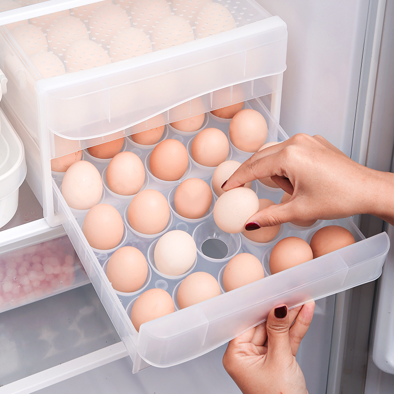 Refrigerator egg storage box Kitchen refrigerator household preservation storage box dumpling box plastic drawer type egg box