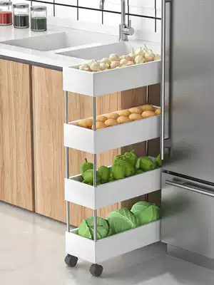 Kitchen shelf Multi-layer removable 15cm ultra-narrow vegetable storage refrigerator crevice powder room wheeled trolley