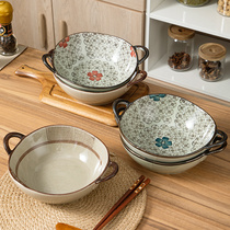 Double Ear Noodle Bowl Glazed Down Color Home 2022 New Anti-Burn Ceramic Pull Face Mix Noodles Special Bowl Japan Style Cutlery