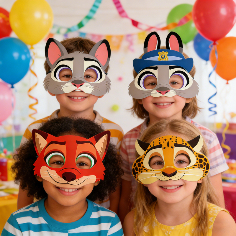 Zootopia Mask Children's Day Costume Theme Party Performance Props DIY Photo Paper Mask