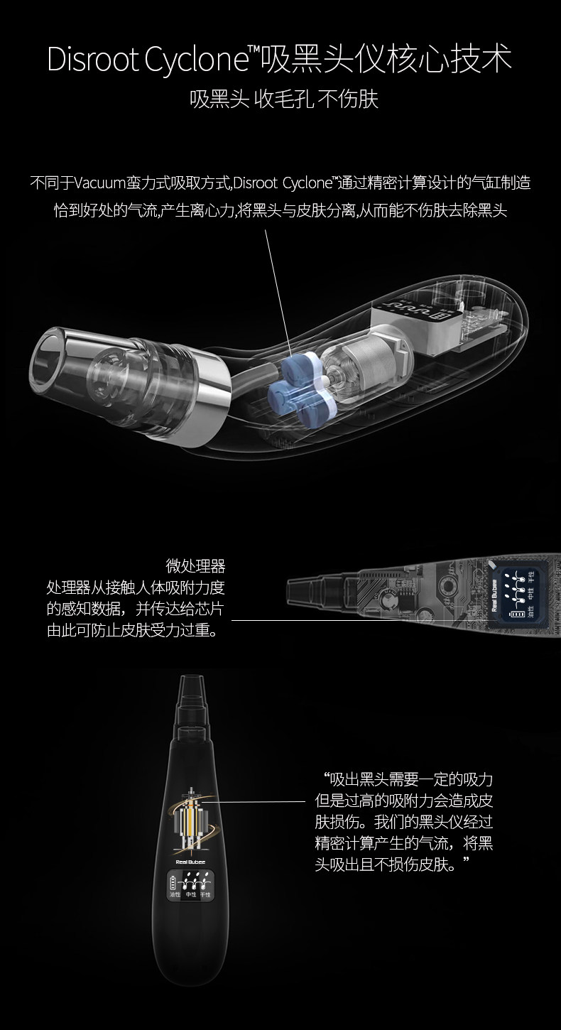 美国FDA认证/毛孔清道夫,Real Bubee微晶吸黑头美肤仪29.9元(100元券)