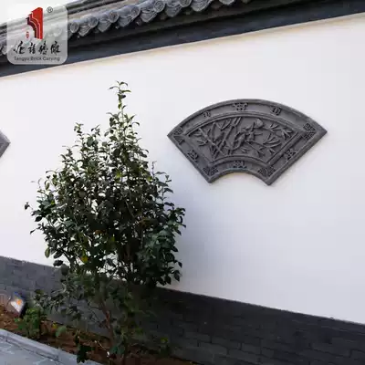 Tang language fan-shaped bamboo brick window ancient building blue brick old brick carving Antique relief painting Chinese shadow Wall Wall decorative building materials