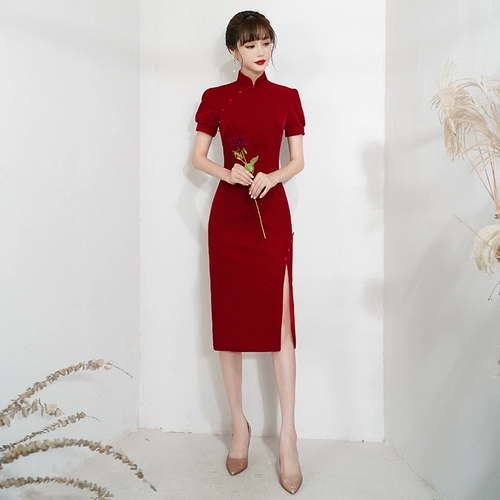 Ципао, вечернее платье, красное свадебное платье, изысканный стиль, коллекция 2023, подходит для подростков