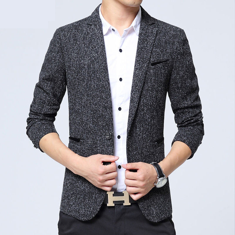 Mùa thu / mùa đông trang phục mới phù hợp với nam giới bình thường phù hợp với tiếng Anh áo khoác Hàn Quốc phiên bản của kẻ sọc nhỏ phù hợp với áo khoác tây đơn