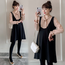 Pregnant women autumn suit fashion age-reducing skirt tide 2021 autumn style Foreign style dress to go out to cover the belly