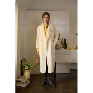 SimpleRetro白桦林恋人 高级感澳毛双面呢大衣平驳领长款毛呢外套