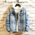 Fat hip hop triều thương hiệu denim denim jacket nam áo khoác Nhật Bản cỡ lớn áo sơ mi giản dị mùa thu xu hướng quần áo nam - Áo khoác đôi áo khoác nam hàng hiệu Áo khoác đôi