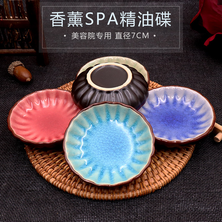 Beauty salon Essential Oil Dish Ceramic Spa Bowl of ice Cracked Glaze Pottery Porcelain Cup Hydrotherapy Essential Oil Pot tray Packer Packaged Saucer