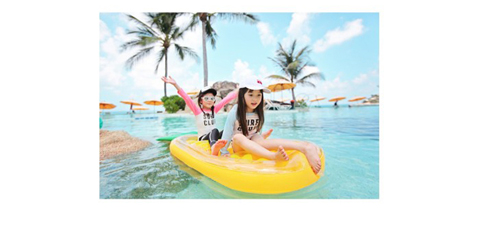 Đồ bơi trẻ em Hàn Quốc thể thao chia đôi quần short dài chữ dài tay áo chống nắng cô gái lớn cô gái học sinh đồ bơi - Bộ đồ bơi của Kid quần áo bơi cho bé gái