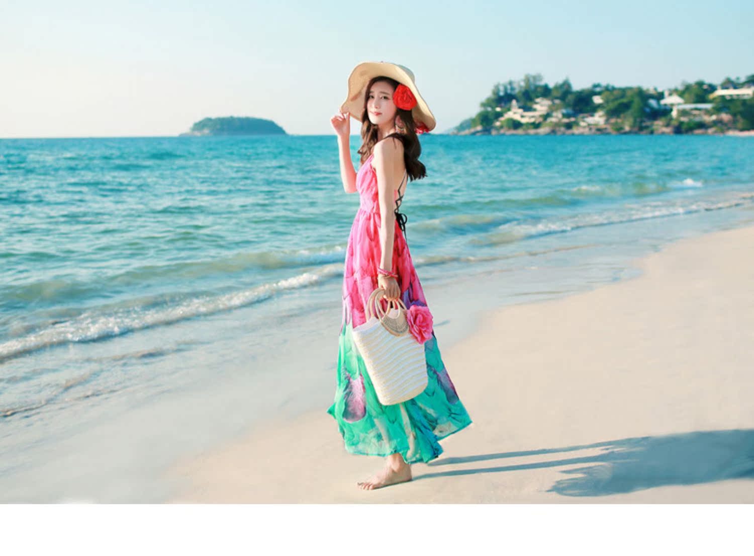 Mùa hè mới của phụ nữ sling backless voan váy kỳ nghỉ bên bờ biển váy mỏng váy boho - Sản phẩm HOT quan ao nu