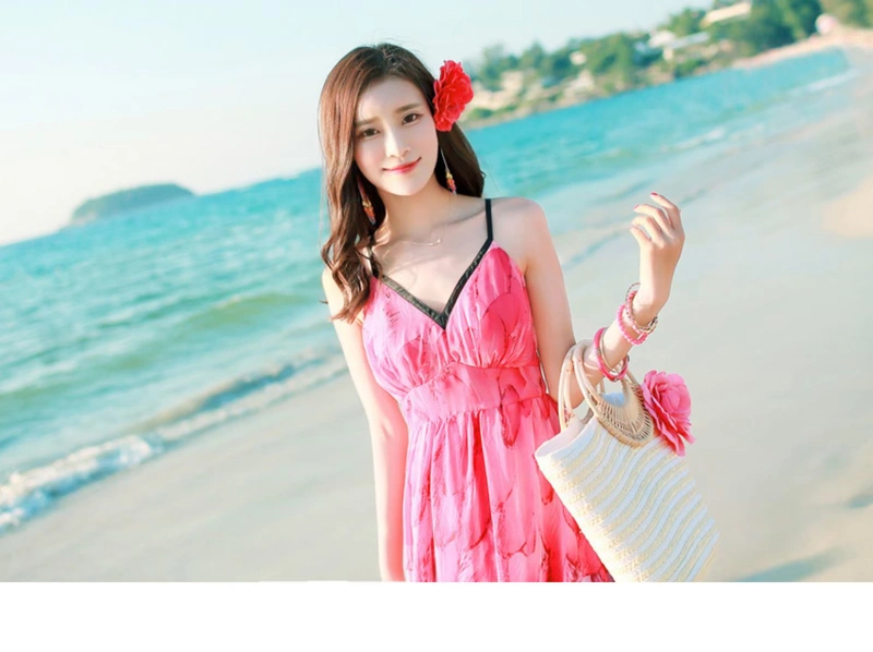 Mùa hè mới của phụ nữ sling backless voan váy kỳ nghỉ bên bờ biển váy mỏng váy boho - Sản phẩm HOT